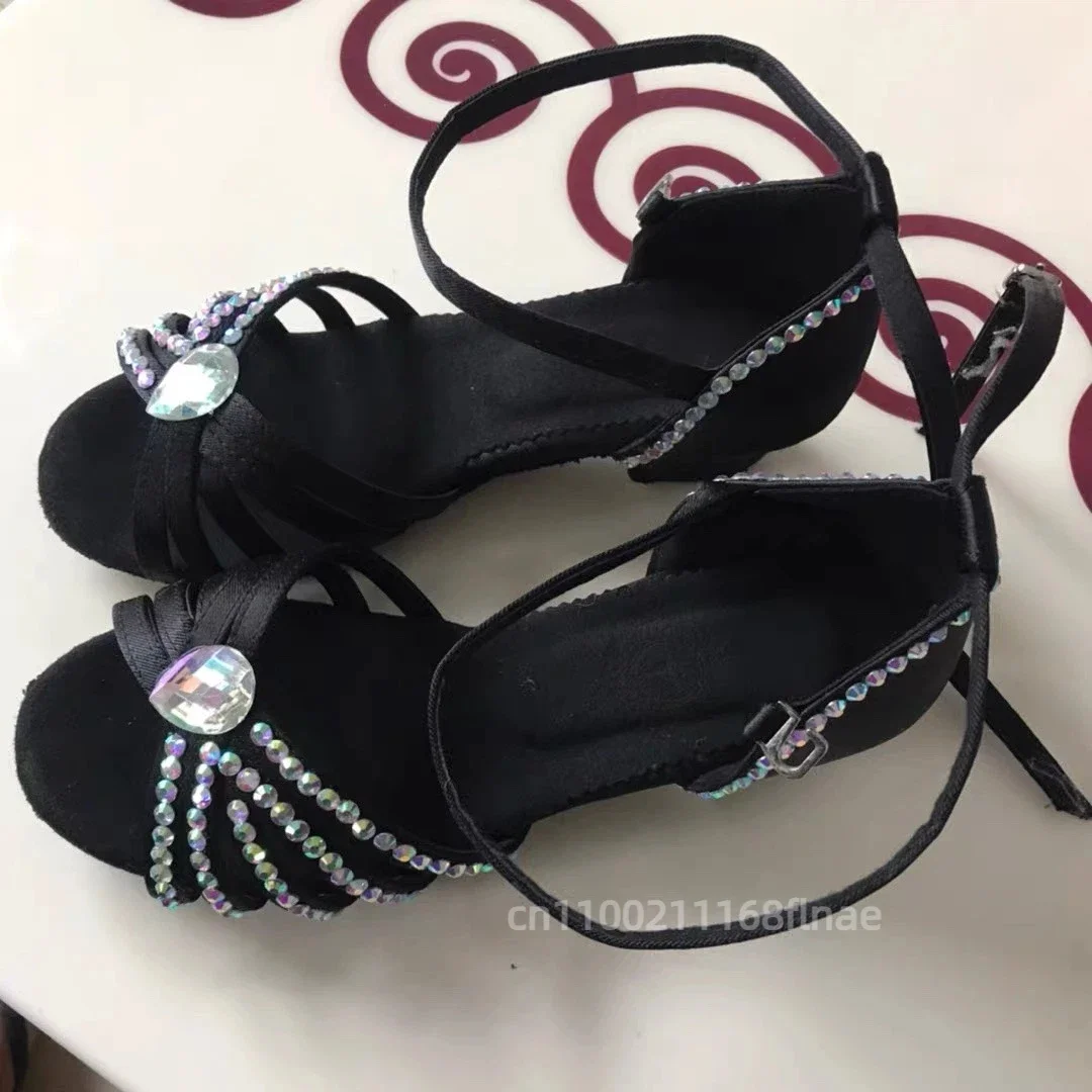 Professionelle Lateinamerikanische Tanzschuhe für Damen mit Diamanten, Weicher Rutschfester Sohle, Atmungsaktiv und Bequem, Ballroom-Übungsschuhe für Innenräume – Detail 3