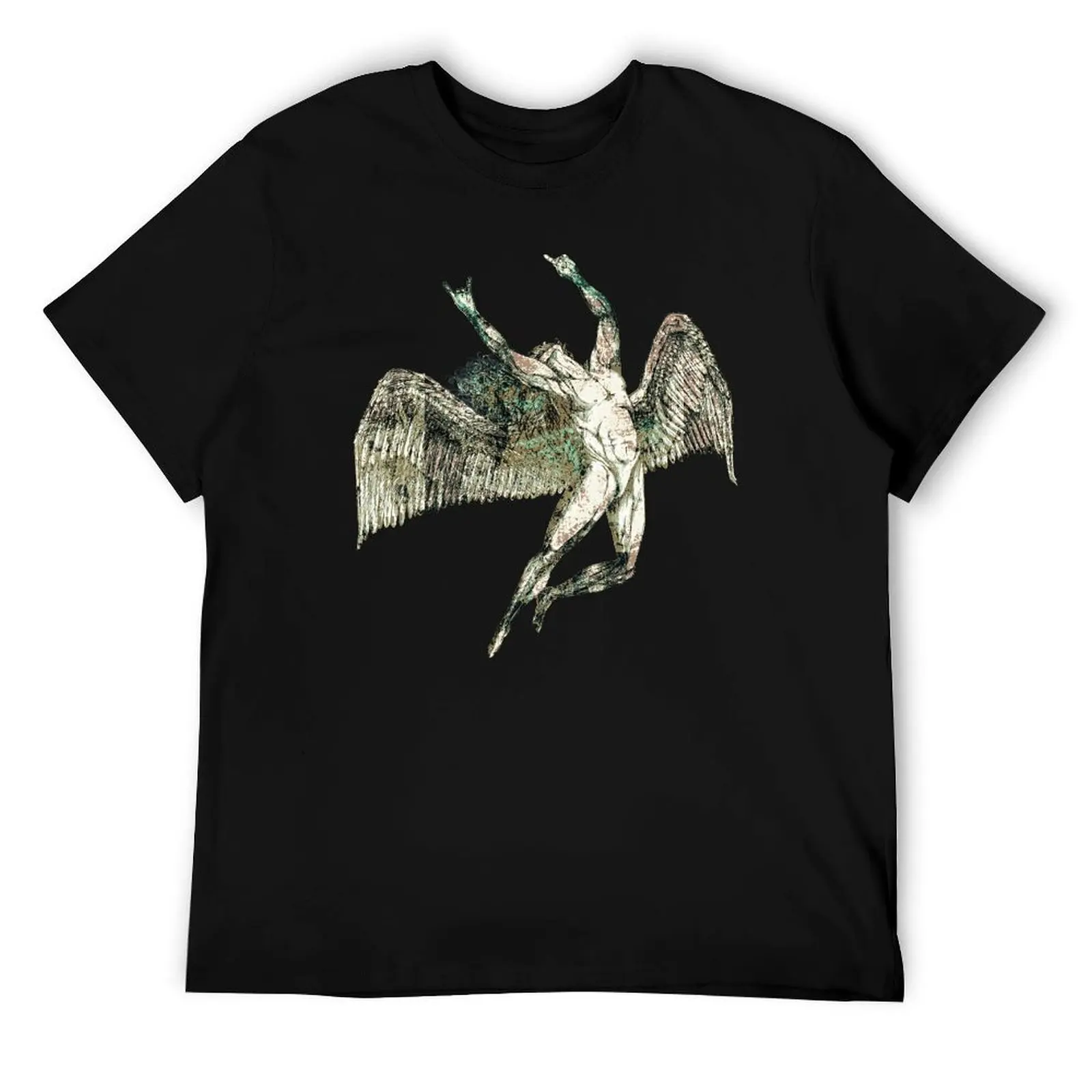 

ICARUS THROWS THE HORNS - antique grunge*awesome UNLISTED designs in my portfolio* T-Shirt t shirts for man cotton T-Shirt