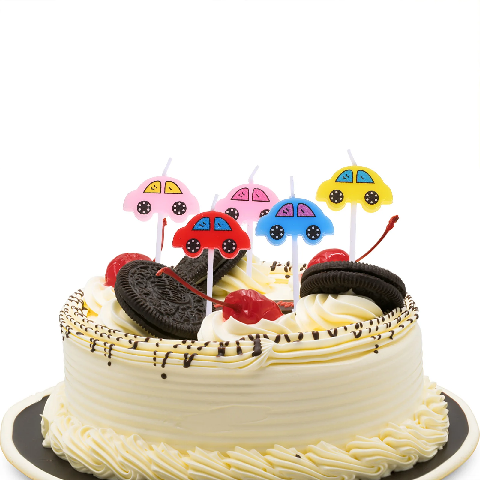 

5Pcs Mini Cartoon Car Flameless Candles Cake Toppers Cake Insert Picks Safe Colorful Birthday Party Decorations