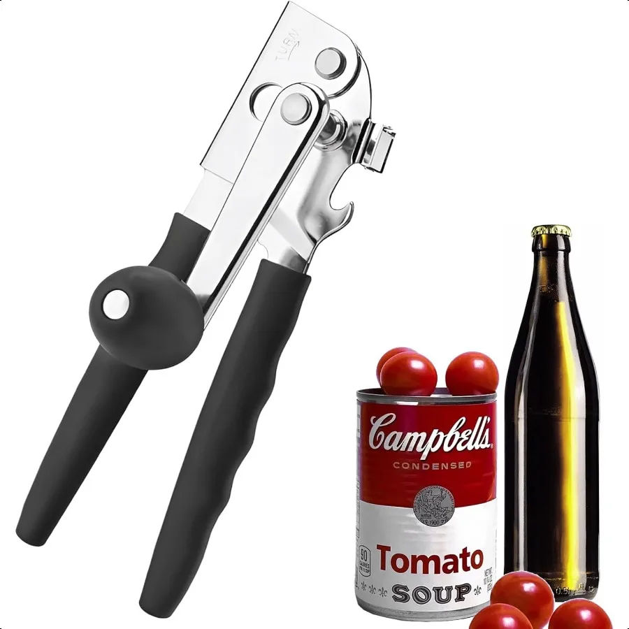 

Commercial Can Opener Manual Heavy Duty with Comfortable Extralong Handles Oversized Knob Large Handheld Can Opener Easy for Bi