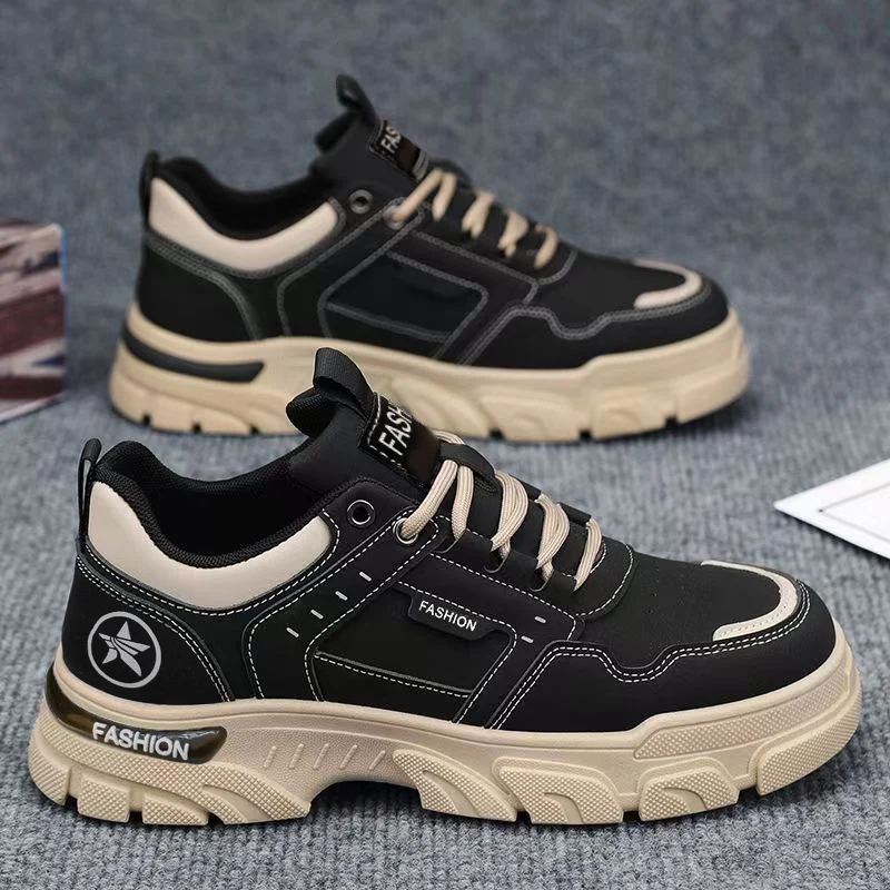 

Men's 2026 Spring Thick Bottom Boots Anti-slip Workwear Shoes Sports Casual Board Shoes Short Tube Desert Boots