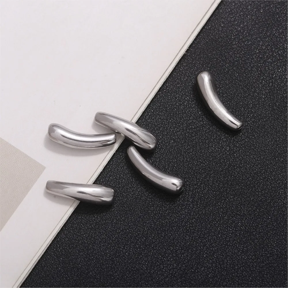 2Pcs Stainless Steel Eggplant Curved Tube Beads Accessories For DIY Necklace Bracelet Pendants Jewelry Making Supplies Wholesale