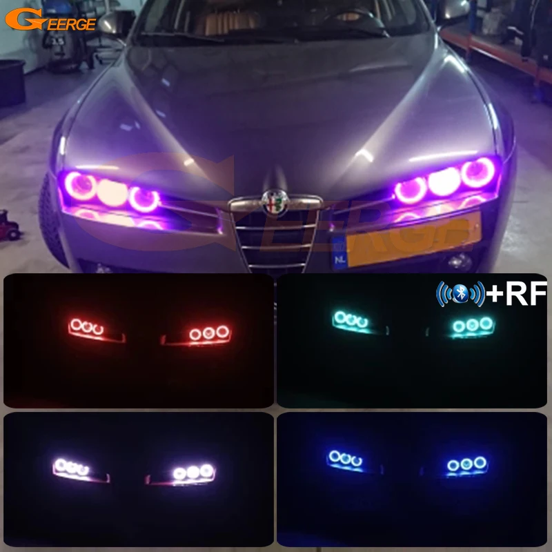 

For Alfa Romeo 159 Brera Spider 2005 - 2009 2010 2011 Bluetooth APP Multi Color Ultra Bright RGB LED Angel Eyes Kit Halo Rings