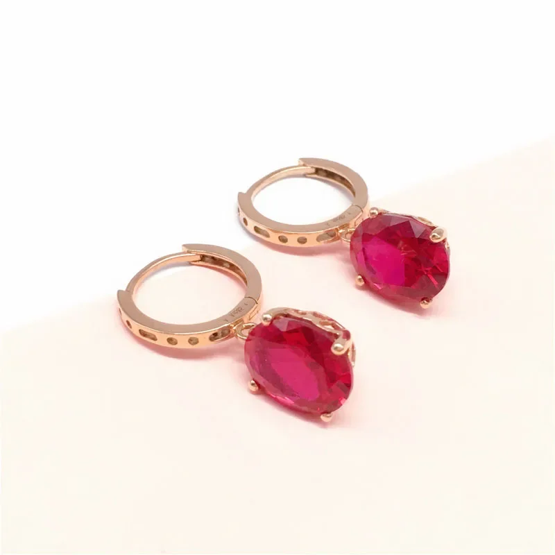 Classic Oval Ruby Earings oval simple elegant glamour Red gemstone earrings for women evening party jewelry