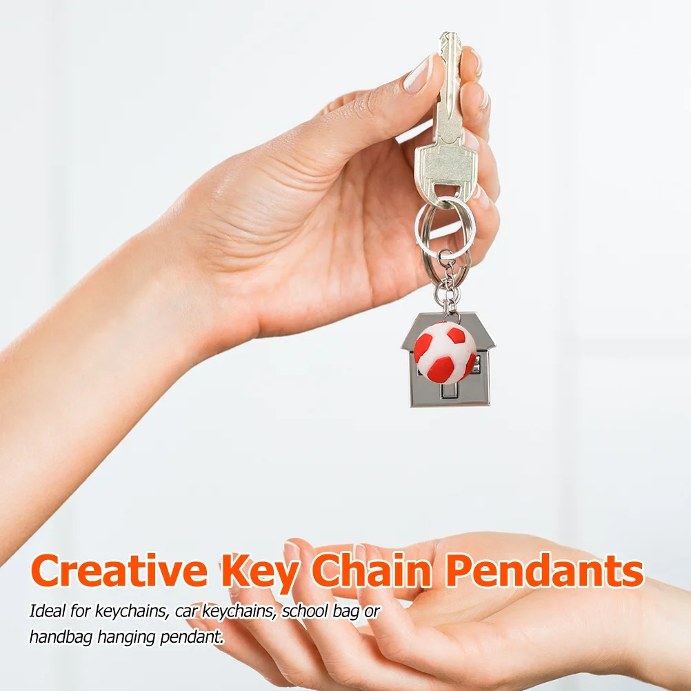 

8Pcs Football Key Simulation Design Hanging Pendant DIY Key Ring Bag Charm Decorative Accessories