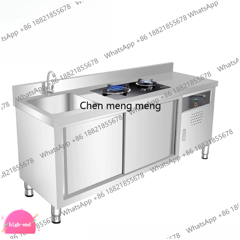 D5556  Nordic Stainless Steel Kitchen Cabinet Modern Sink Cabinet Large Storage Space Commercial Furniture Muebles De Cocina