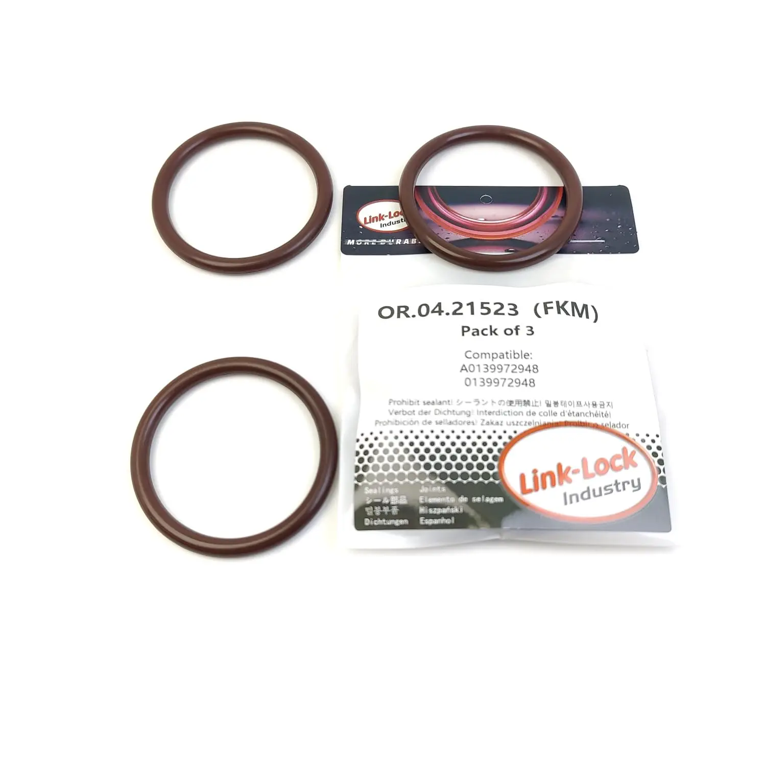 

LINK-LOCK 3PCS OR.04.21523 FKM Viton Sealing O-Ring Kit of Pressurized air pipeline A0139972948 0139972948 for MERCEDES-BENZ-W12