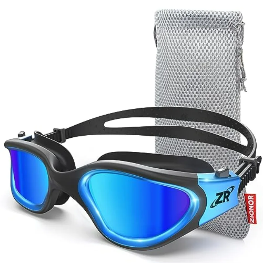 

Swim Goggles for pool and open water use, polycarbonate lens with polarized anti-fog coating, matte black frame, UV protection