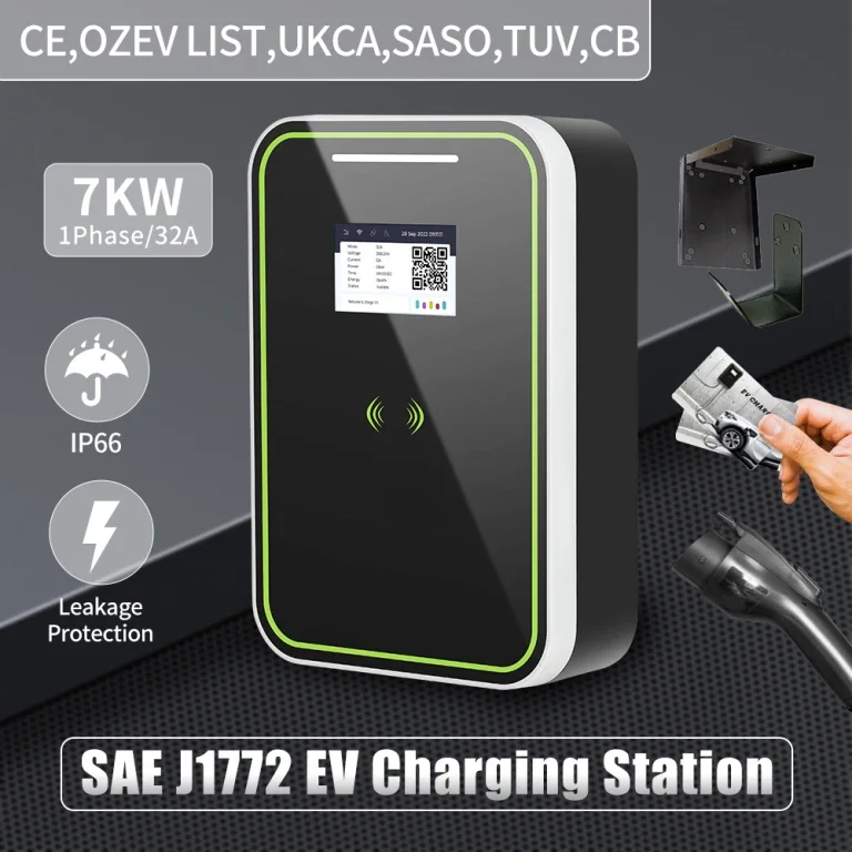 16A 32A Home EVSE Wallbox 22kW EV Charger Type 2 GB Interface with 4.3 Inch LCD Display IP55 Protection OCPP 1.6 Protocol New