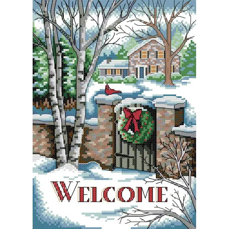 

Welcome Counted Printed Cross Stitch Kits Aida 14ct White 11ct 16ct Canvas Printed Cloth DIY Christmas Patterns Hand Embroidery