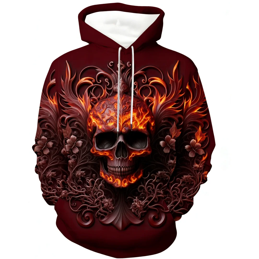 

Vintage Skull Print Men's Hoodies Trend Cool Street Long Sleeve Pullover Tops Gothic Clothes Spring And Autumn Casual Sweatshirt