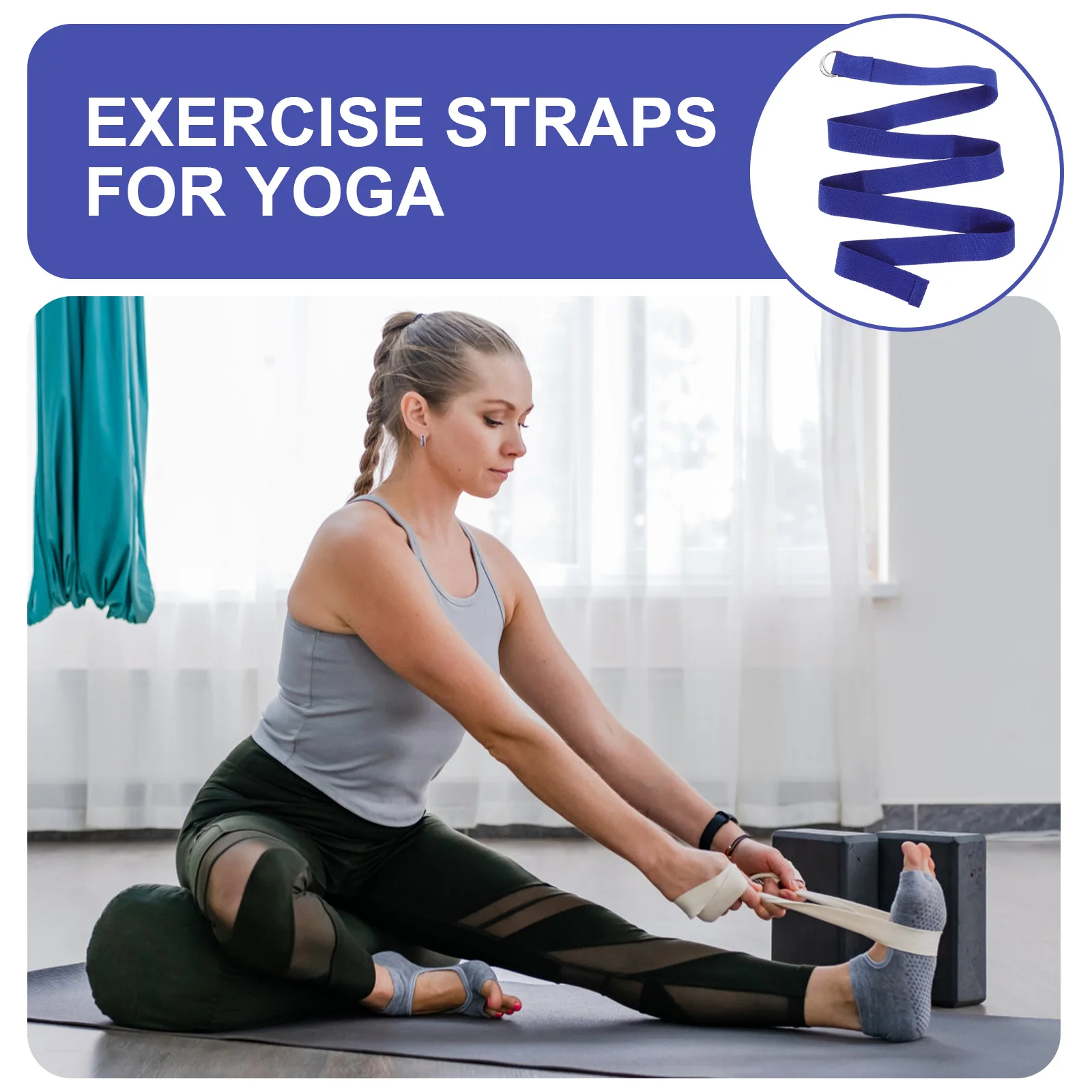 

Yoga Strap Belt for Stretching Accessories Reusable with Loops Yoga-straps Band Mat Carrying Exercise Bands