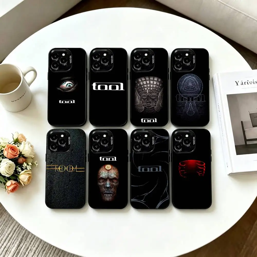 

Music T-Tool Band Rock Phone Case For iPhone 17,16,15,14,13,12,11 Plus,Pro Max,XS,Colored Silver Plated Inside Cover