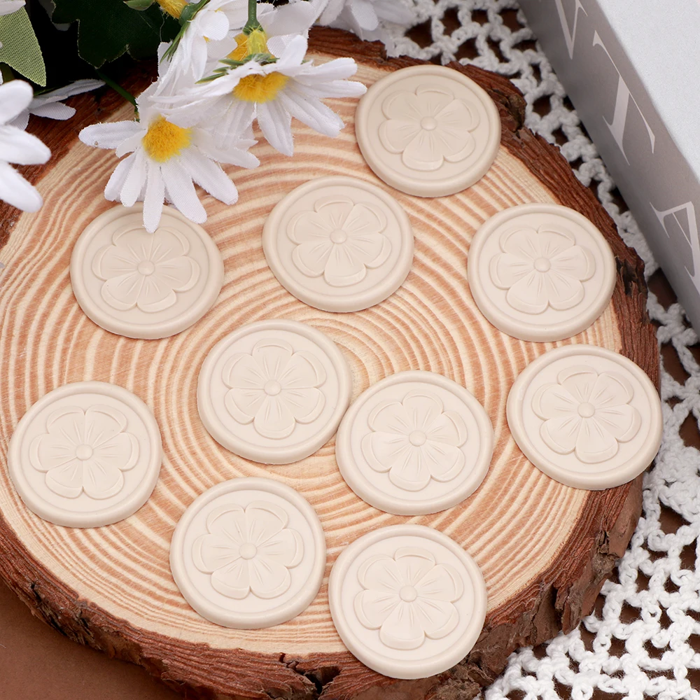 

3D Flower Cherry Blossom 10pcs Self-Adhesive Wax Seal Stickers Wedding Invitations Envelope Seal Stickers Envelopes, Gift Wrap