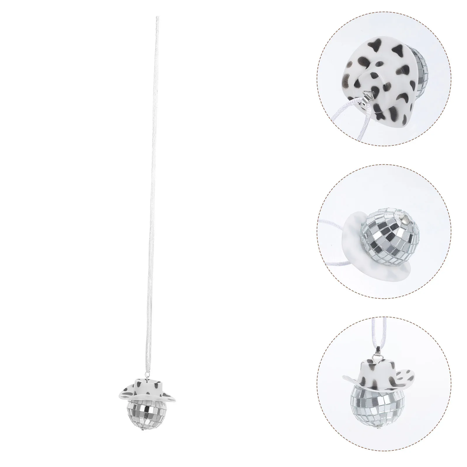 

Cowboy Hat Car Decoration Mirror Glass Ball Disco Ornament Western Style Interior Accessory Car Disco Ball Cow Accessories