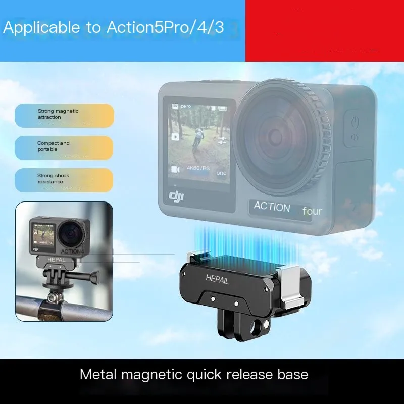 

Adapter Aluminum Alloy Bracket Expansion Magnetic Quick Release Adapter Mount for DJJ Osmo Action 5 Pro 4/Action 3 Accessories