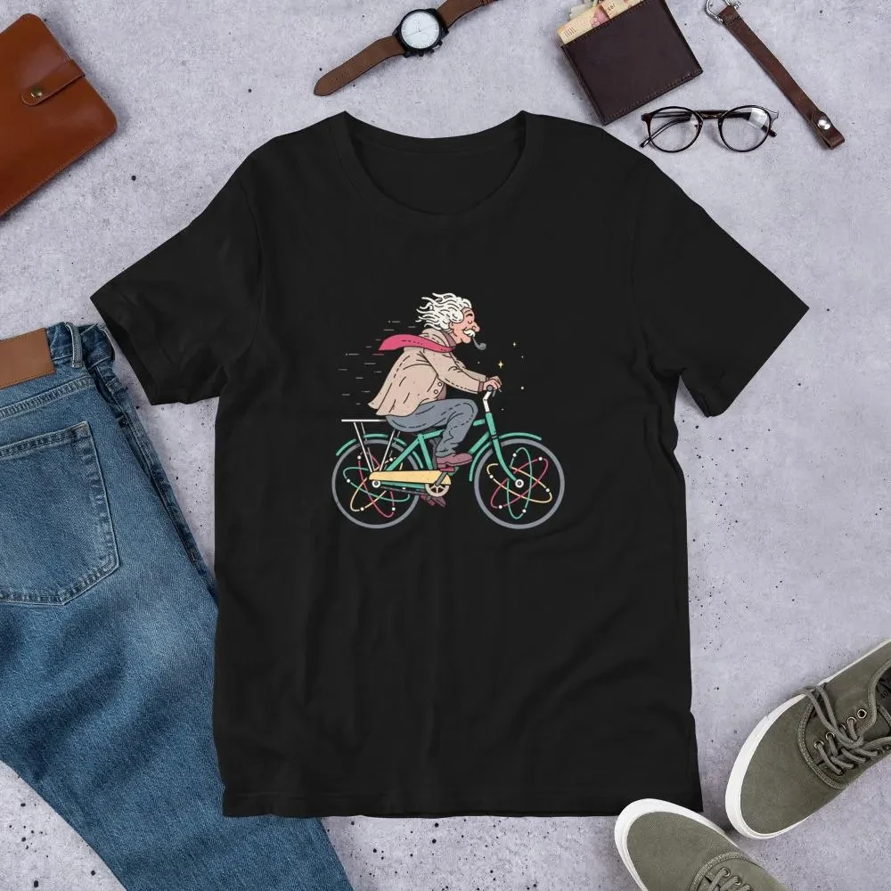 

Summer Men's Albert Einstein Bicycle Printed T-shirt Made of 100% Pure Cotton Breathable and Loose Riding Short Sleeved Shirt