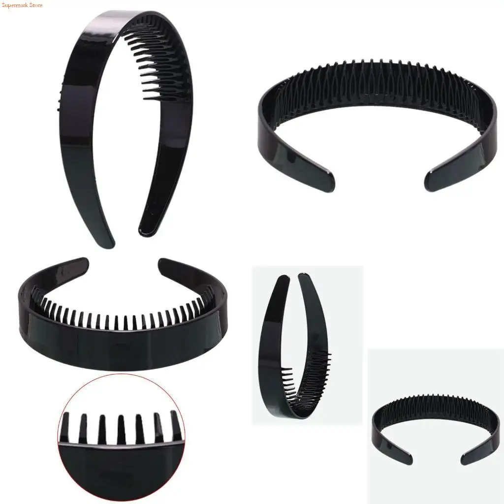 Q5WE Plain Hairband Toothed Hair Hoop DIY Headbands Black Plastic Hair Hoop
