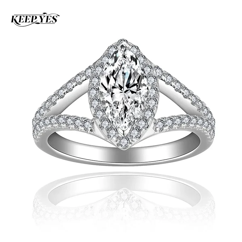 

Кольцо для помолвки KEEP YES с муассанитом 1 карат (5*10 мм) огранки «маркиз» для женщин, из стерлингового серебра 925 пробы, с сертификатом GRA