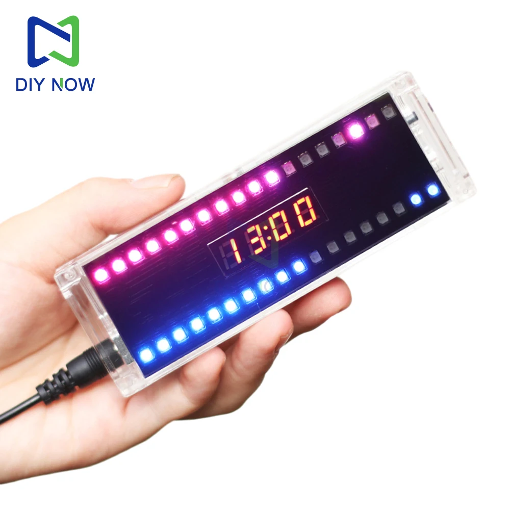 DIY Welding Practice Parts Dc 5V Seven-Color Led Sound-Controlled Spectrum Rhythm Light Digital Clock Electronic Diy Production