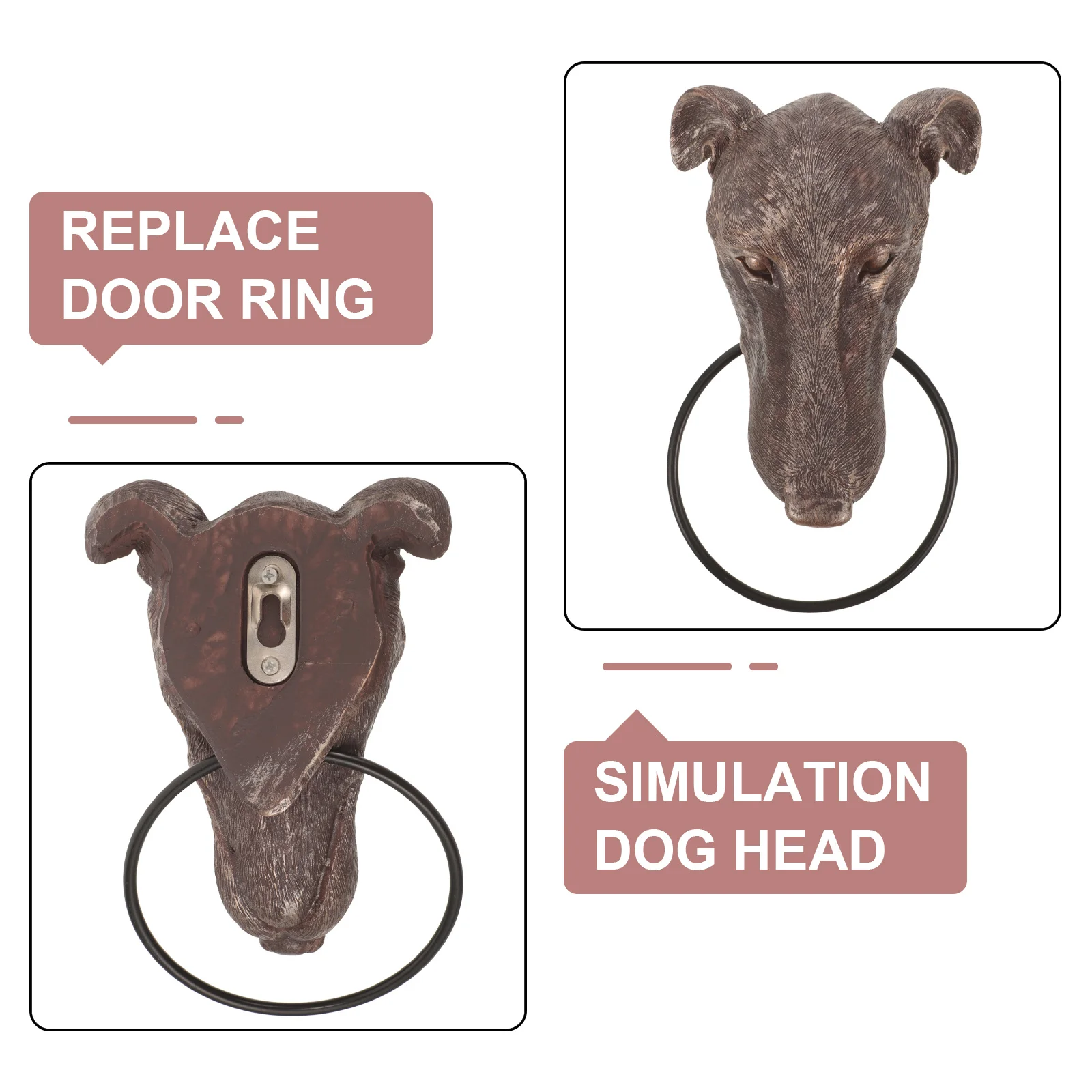 الكلب الراتنج مقبض الباب الأمامي مطرقة الأمن للديكور المنزل فيلا مدخل نمط الباب الأجهزة #4