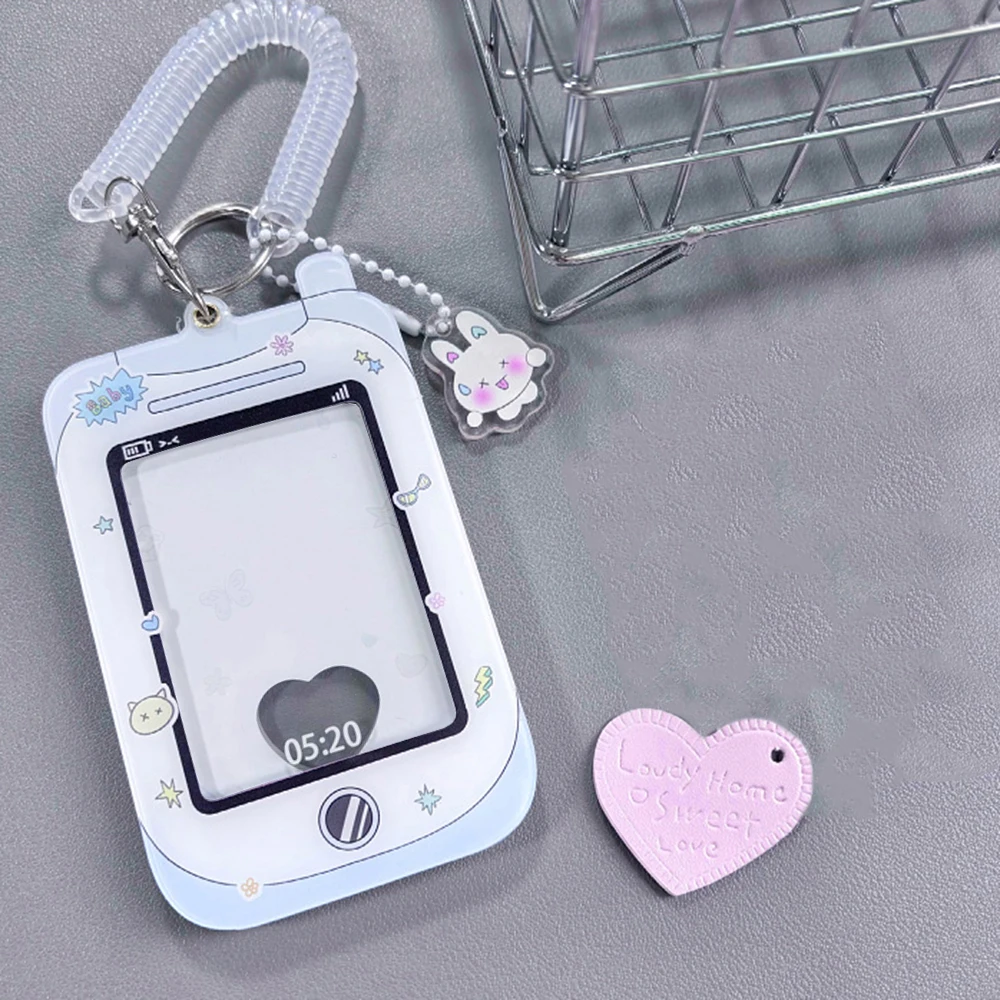 Photocards Display Credit ID Bank Card Protective Case Cartoon Cute Acrylic Card Holder With Keychain Pendant Fashion Girl Gift