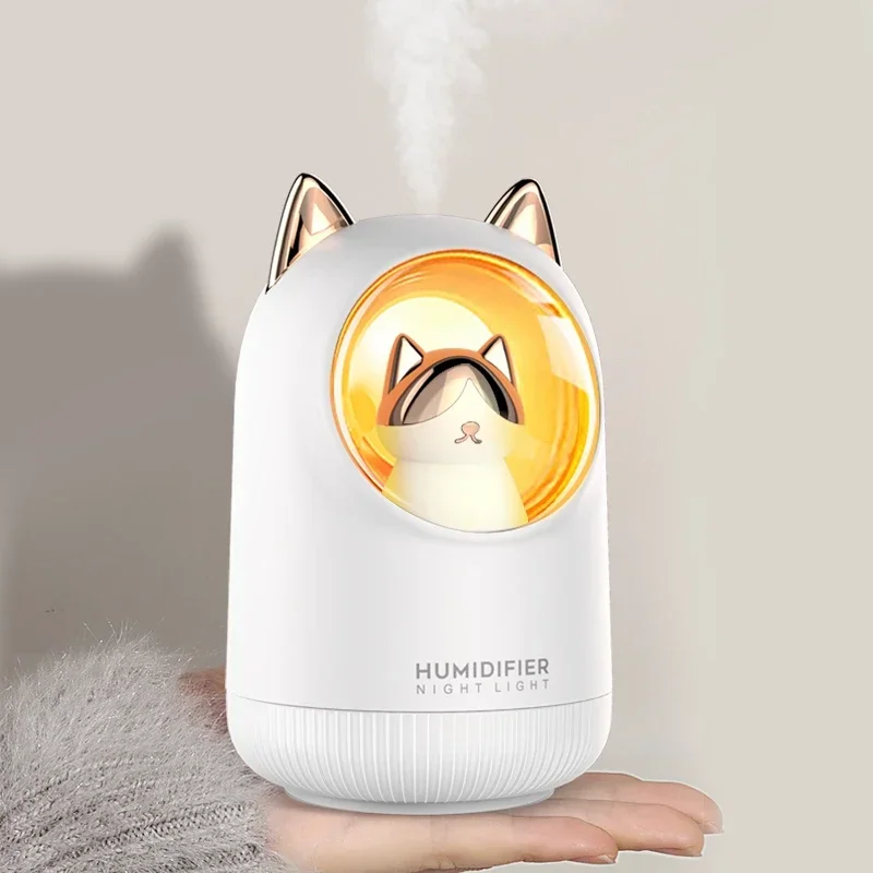 Lovely USB Air Humidifier Portable Car Fogger With Romantic Night Light 300ml Humidificador Diffusor USB Cable