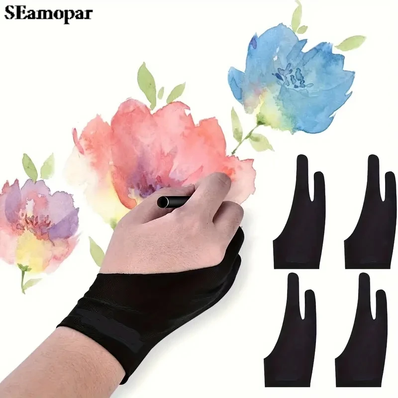 Painting Gloves Painting Anti-fouling Anti-wear Anti-sweat Anti-dirty Sketch Oil Painting Two-Finger Art For Tablet Screen Board