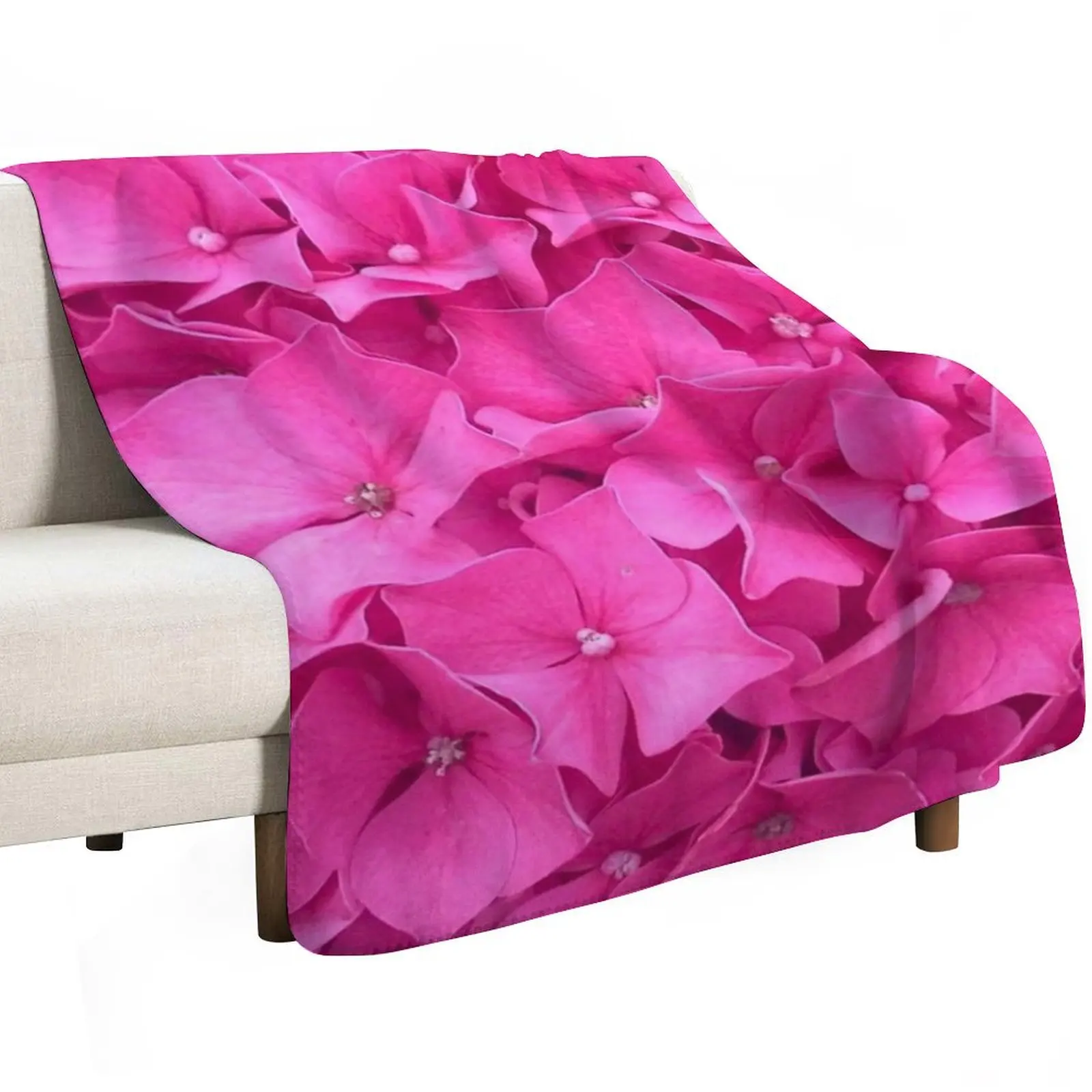 Pink Hydrangeas Throw Blanket Plush Plaid for sofa Blankets For Sofas Blankets For Baby Soft Plush Plaid Blankets