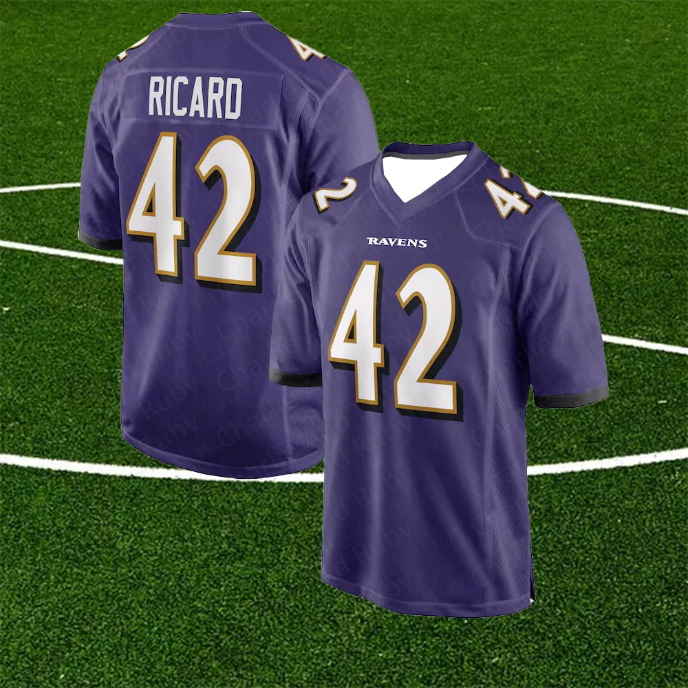 Purple Jersey No. 1/42/44 Classic Summer Short-Sleeved Outdoor Patrick Ricard Marlon Humphrey Number 1 Dad Baltimore Ravens