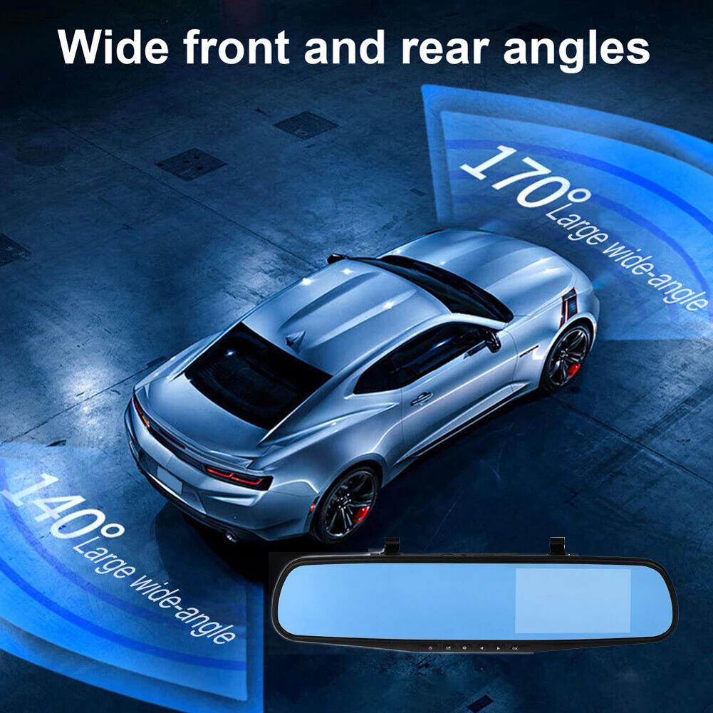 Dual Lens Automobile Data Recorder 170 Degree Wide Angle 4.3 Inch Vehicle Recorders Rear View Auto Video Camera Motion Detection