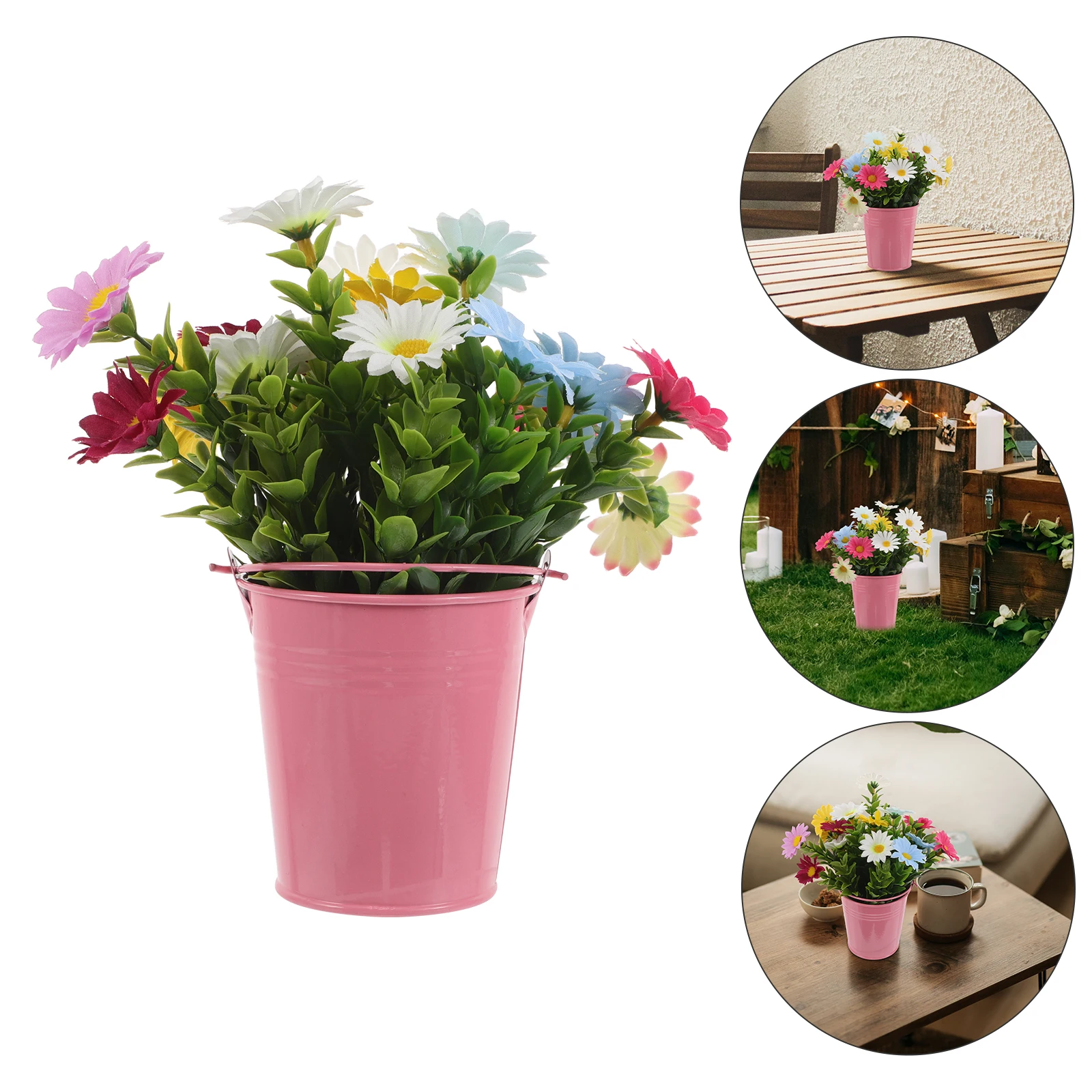 

Artificial Plant Flower Bonsai Potted Daisy Ornaments Iron Flowers Indoor Decoration