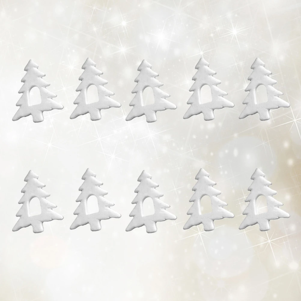 

10pcs 15.5Cm Foam Christmas Tree Hanging Decorations Mini Pendant For Diy Xmas Tree Holiday Wedding Party Decoration White