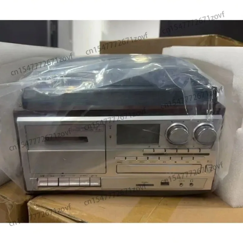 Vintage Vinyl Player Multifunction CD Player with Bluetooth Speaker Cassette USB Flash Drive Radio