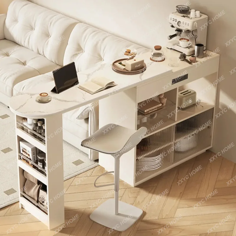 XXFactory Direct Modern Simple Cream Style Multi-functional Storage Rock Slab Bar Cabinet