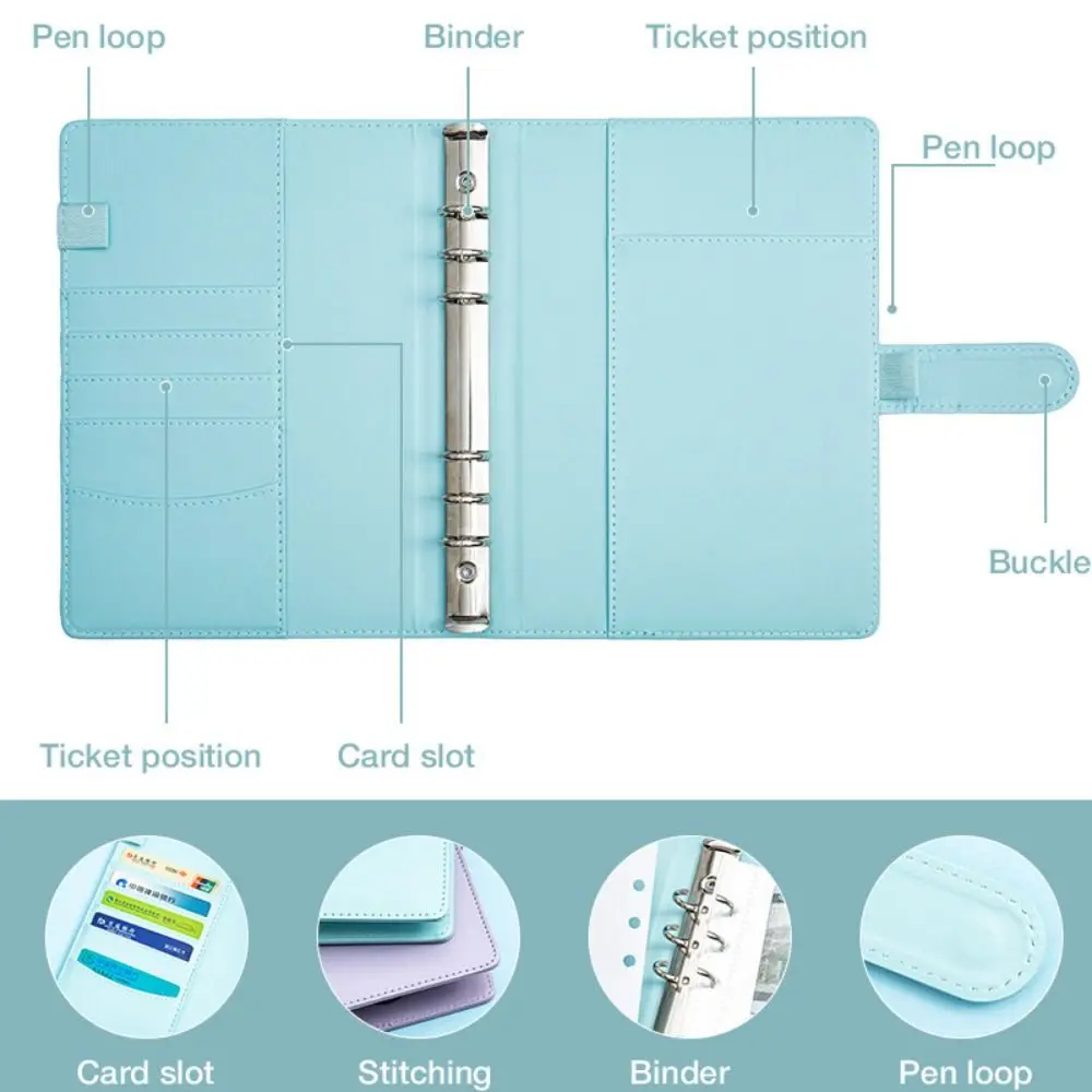 Colorful 100 Envelope Challenge Notebook Loose-leaf PU Leather 100 Day Challenge Budget Binder Multi Pockets Cash Envelopes
