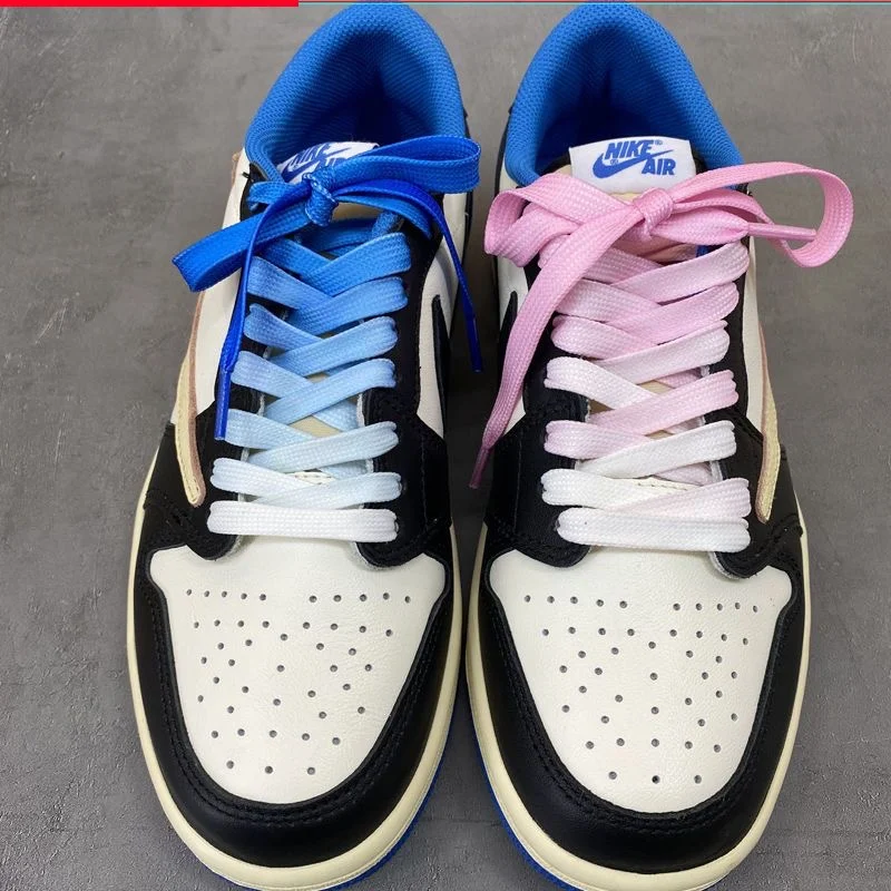 Cordones planos de Color degradado para zapatos de baloncesto, cordones de Color rosa, negro y rojo, zapatillas deportivas informales para mujer, 1