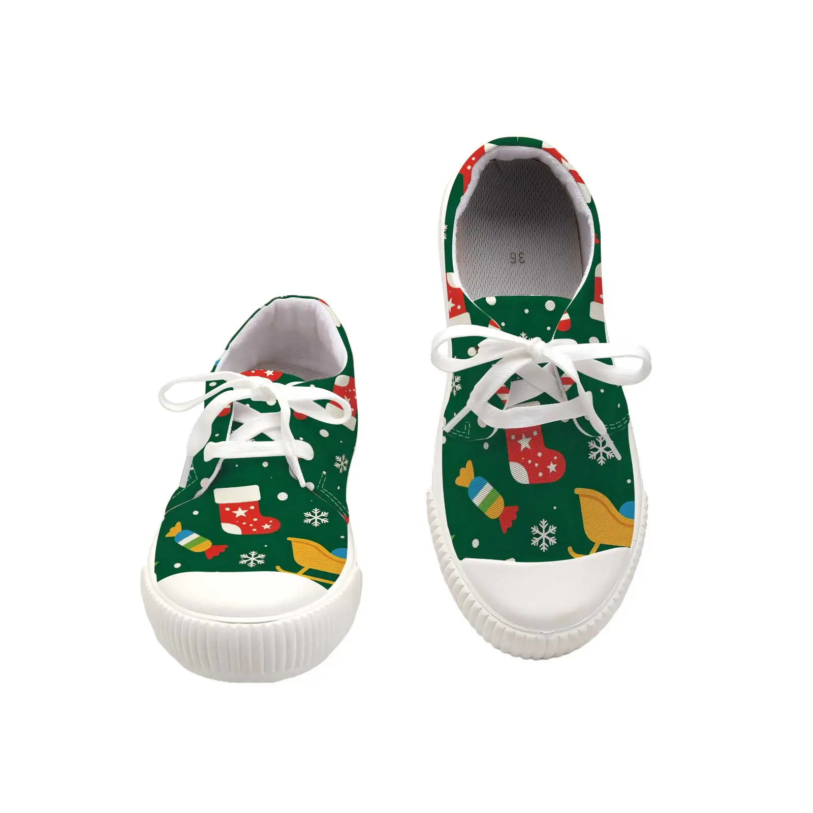 Women Christmas Print Casual Sneakers Wide Toe Comfort Shoes For Daily Commute & Outdoor Walking - view 5