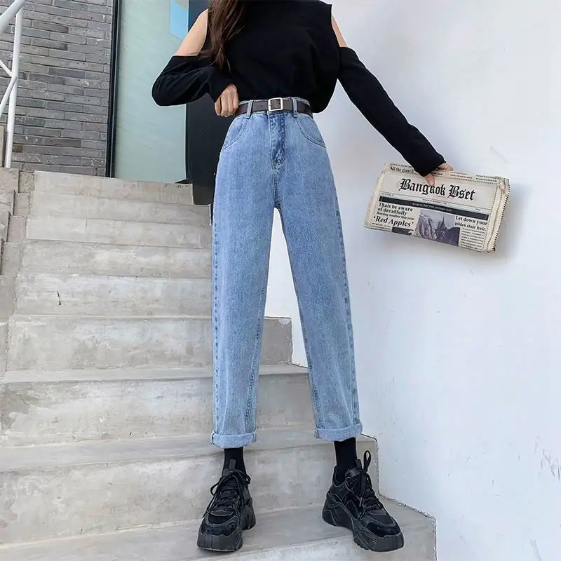 

Spring New Stretch Jeans Women's Are Thin and Niche Design Harlan All-match High-waist Fashion Straight-leg Pants