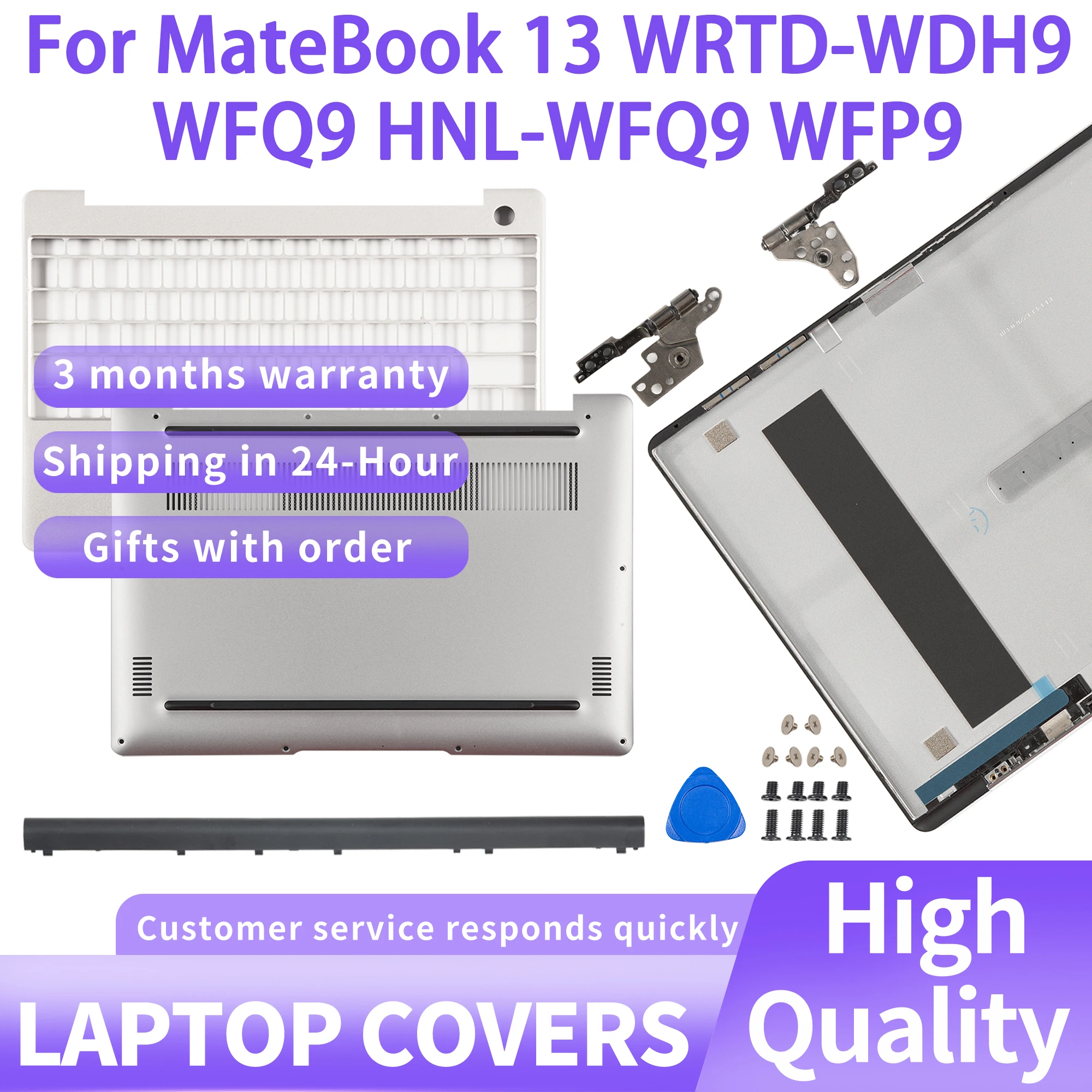 

Новый чехол для MateBook 13 WRTD-WDH9 WFQ9 WFD9 HNL-WFQ9 WFP9, металлическая задняя крышка с ЖК-дисплеем, петли, крышка, упор для рук, нижний корпус 13,3 дюйма