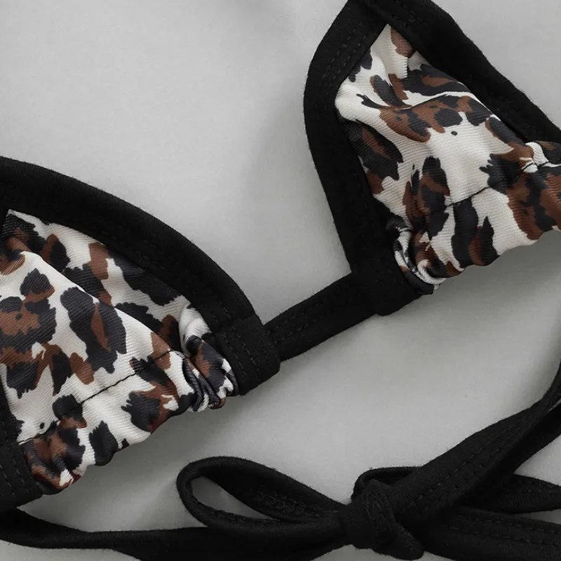 Bañador con estampado de leopardo para niñas pequeñas, conjunto de Bikini de 2 piezas, ropa de playa