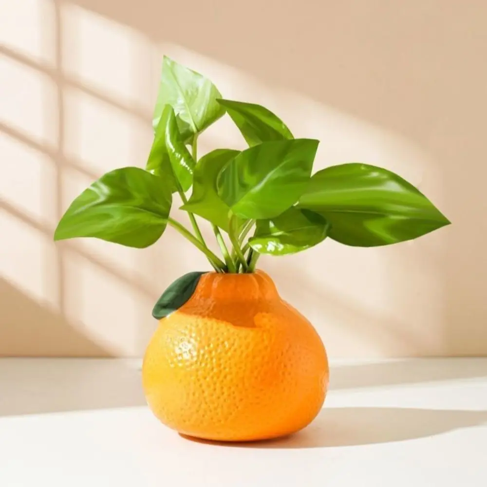 Orange Shape Hydroponic Vase Lightweight Eco-Friendly Orange Vase Anti-fall Ins Style Flower Arrangement Small Vase