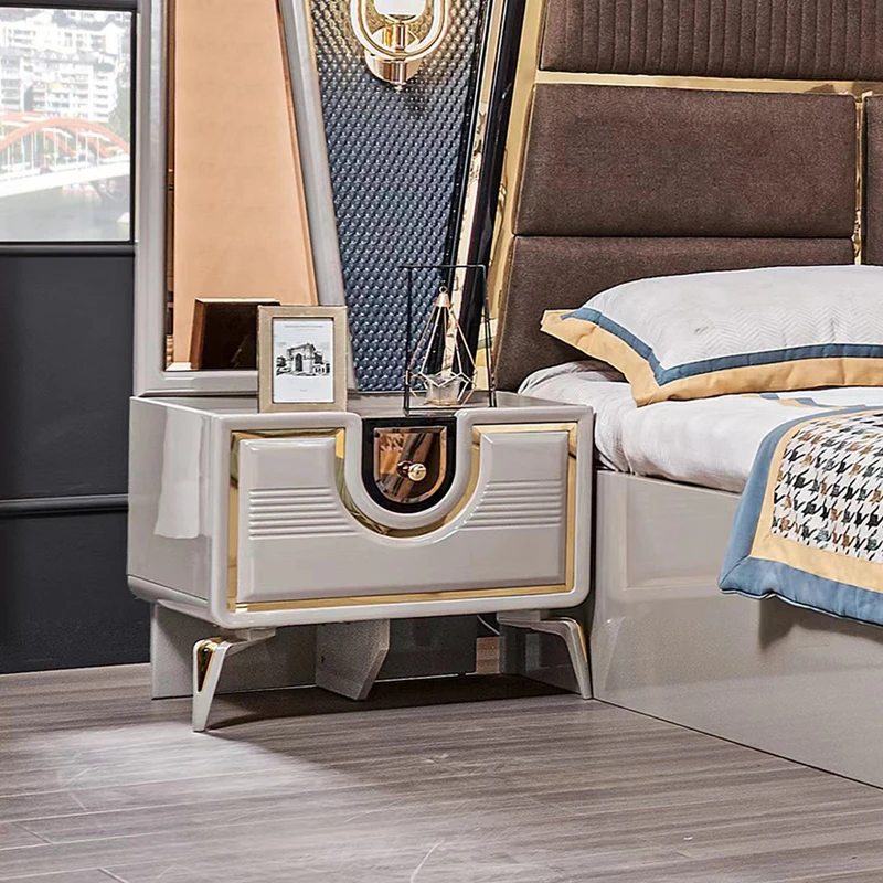 Türkisches Modernes Doppelbett in Kingsize aus Leder, Hauptschlafzimmer-Set aus Holz und MDF, Luxuriöses Schwarzes Komplett-Schlafzimmermöbel-Set in Queen-Größe