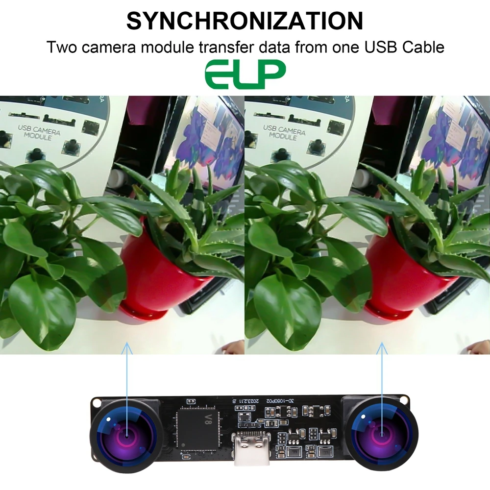 ELP Full HD 1080p 60fps Webcam Dual Lens Synchronous Wide Angle 120Degree 4MP Face Recognition Analyse Mini Stereo Camera Module