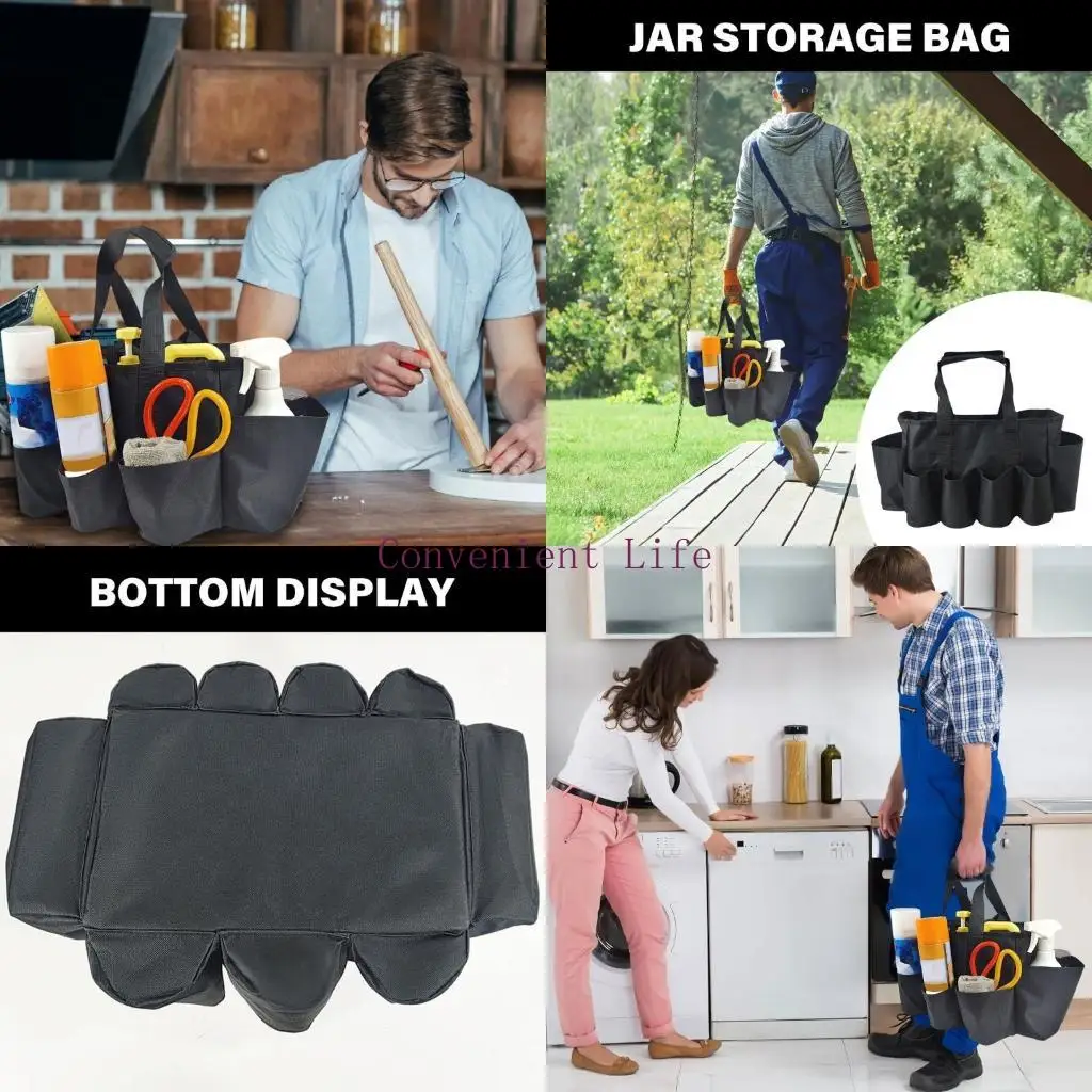 L1EE JAR กว้างขวางจัดกระเป๋ากระเป๋าพร้อมที่จับเพื่อใช้งานง่ายในครัวเรือน