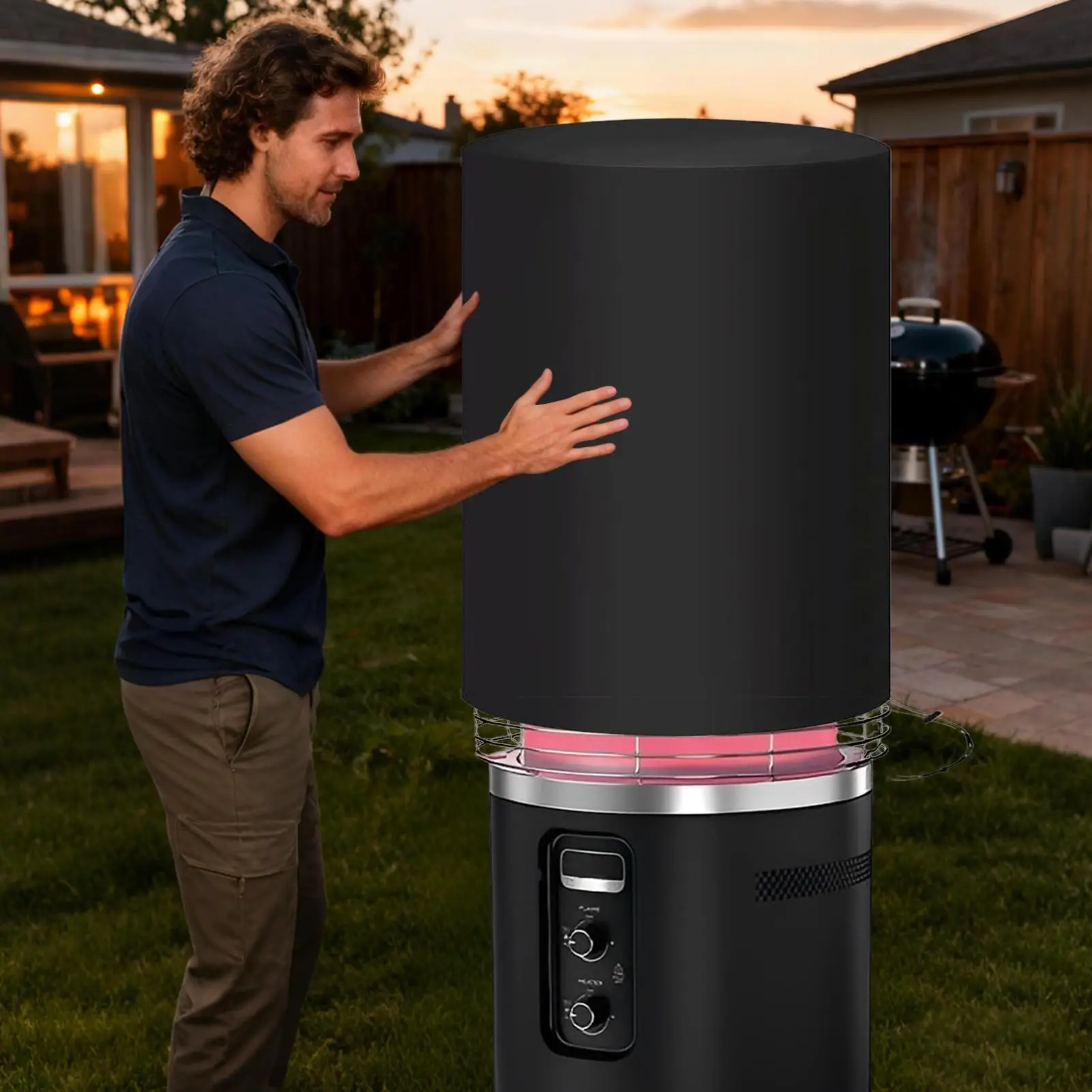 

Уличная крышка для костра, круглая ткань Оксфорд, аксессуары для гриля, зимняя сверхмощная крышка для костра для наружного сада, заднего двора, фермы