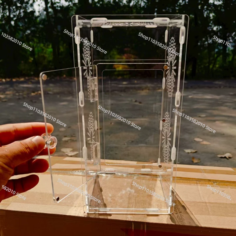 Acrylic Reptile Feeding Box, Jumping Spider Mantis Terrarium Breathable Anti-Escape Display Box for Reptile Pets