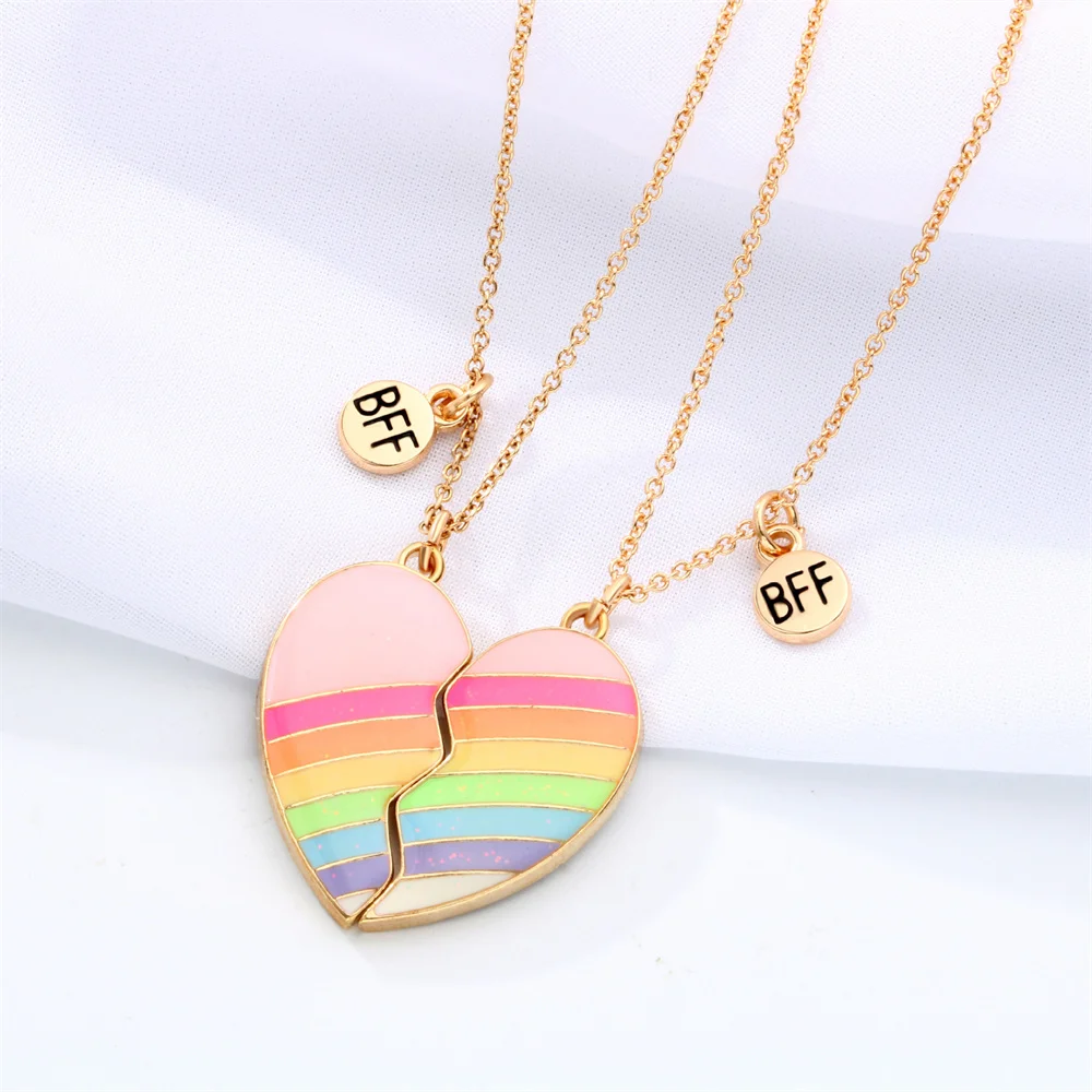 2pcs/Set Heart BFF Necklace for Women Adjustable Chain Magnet DIY Heart Butterfly Friendship Collar Best Friends Jewelry Gifts
