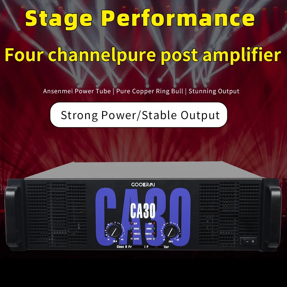 CA18 Professional 2200W Audio Power Amplifier 3U 2-Channel Class H Outdoor Performance with 8ohm & 4ohm Impedance Metal Shell