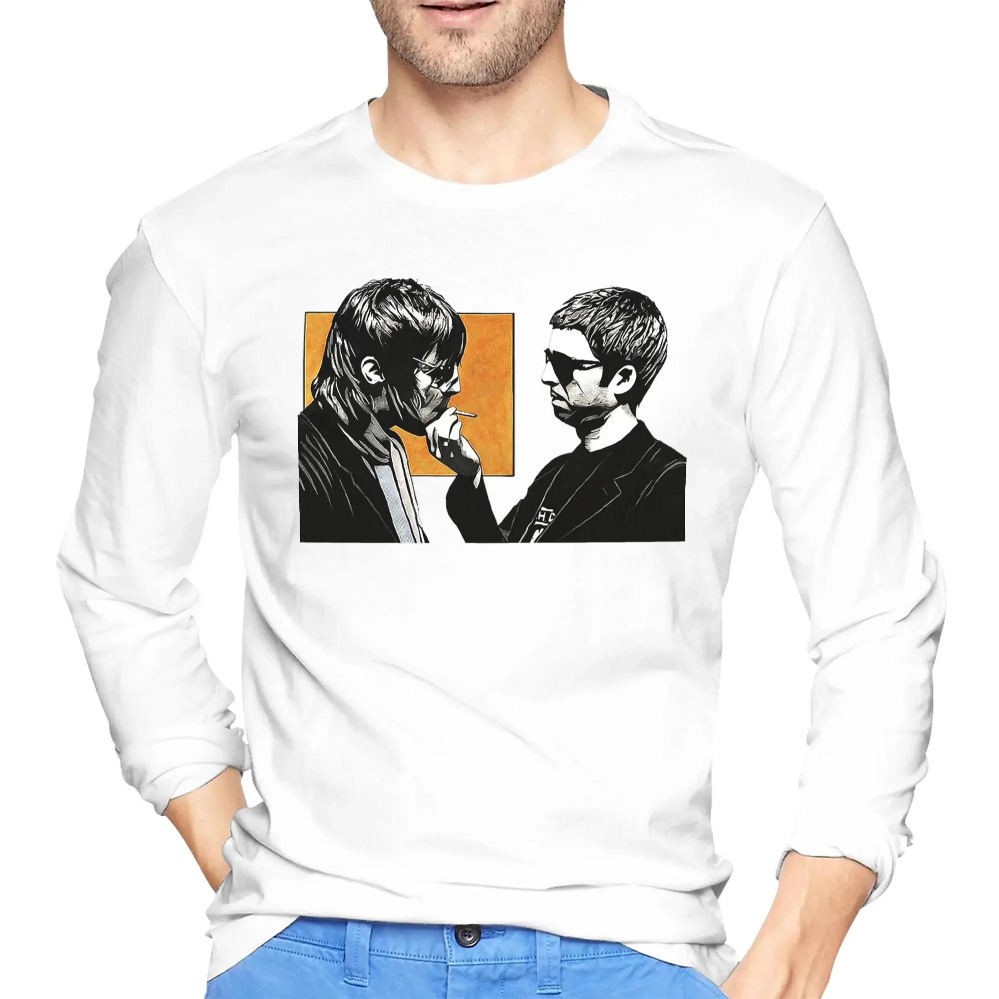 

Liam Gallagher Men's Long Sleeved T-shirt Casual Round Neck T shirts Spring and Autumn Men tops